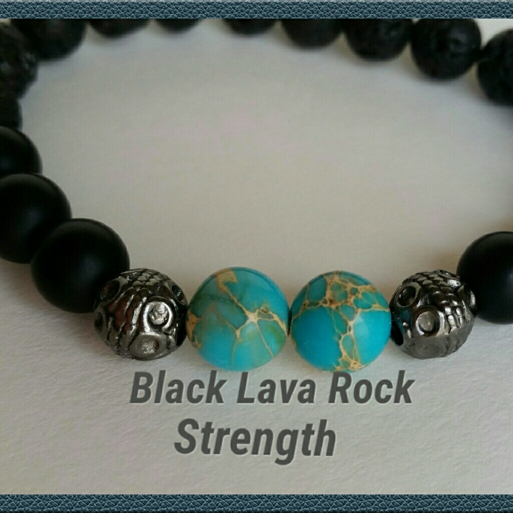 Lava Rock and Sea Jasper Bracelet